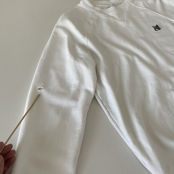 Maison Kitsune FOX HEAD PATCH CLASSIC SWEATSHIRT Men’s Size: XS White Flawed - Picture 9 of 12